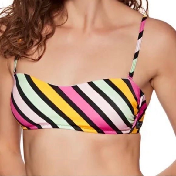 Nwt Roxy Pop Surf Striped Bandeau Bikini - Small - Picture 4 of 7